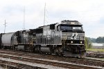 NS 6993 prepares to lead train E25 out of the yard